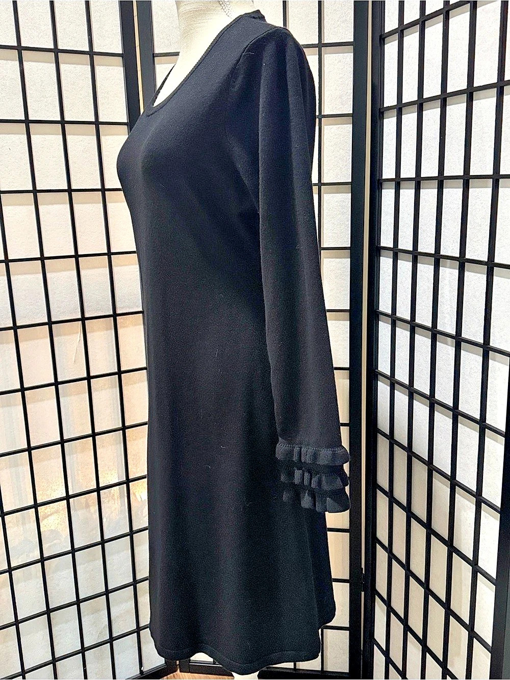 Calvin Klein Black Ruffle Cuff Mini Dress Size XL Like New - Picture 3 of 6